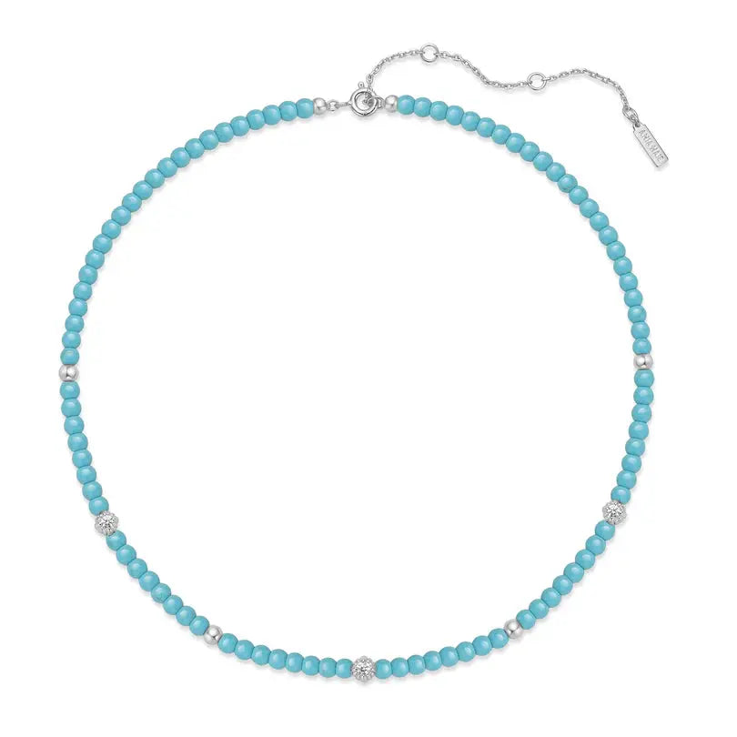 Ania Haie N063-03H Κολιέ Turquoise Από Επιπλατινωμένο Ασήμι