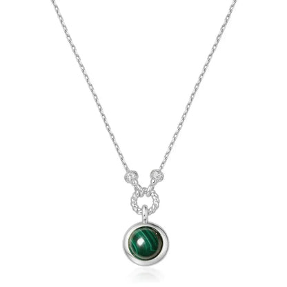 GM220W Zircon Heart Necklace In Platinum Plated Silver