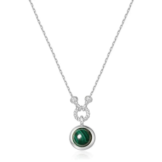 Ania Haie N063-06H Κολιέ Malachite Από Επιπλατινωμένο Ασήμι