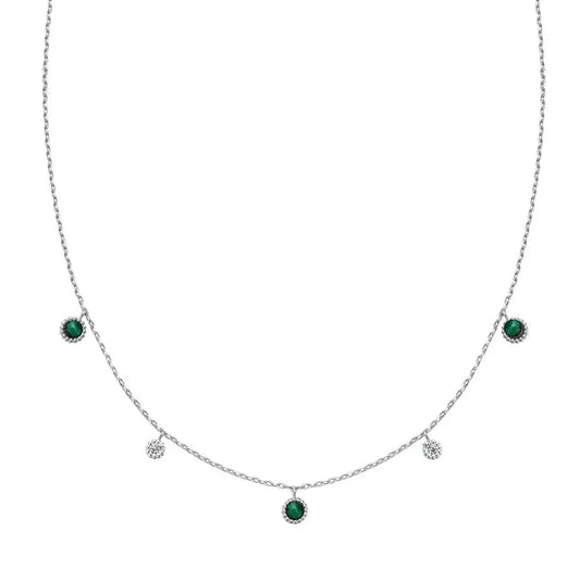 Ania Haie N064-03H Κολιέ Malachite Από Επιπλατινωμένο Ασήμι
