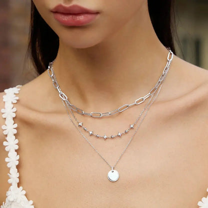 GM220W Zircon Heart Necklace In Platinum Plated Silver