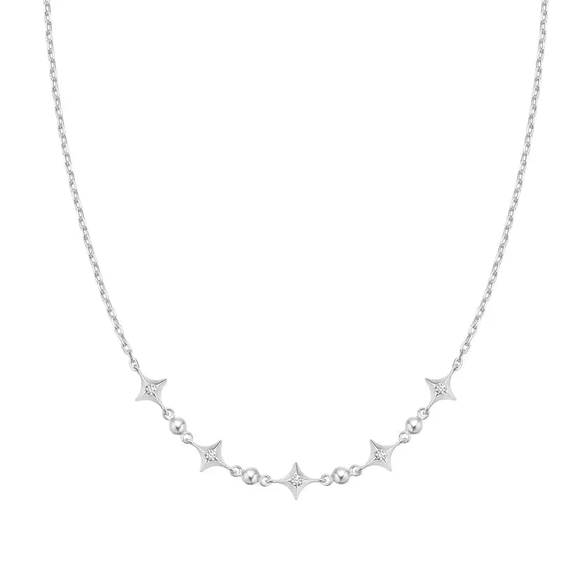 GM220W Zircon Heart Necklace In Platinum Plated Silver