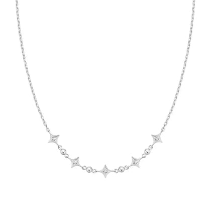 GM220W Zircon Heart Necklace In Platinum Plated Silver