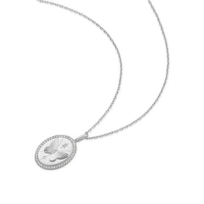 GM220W Zircon Heart Necklace In Platinum Plated Silver