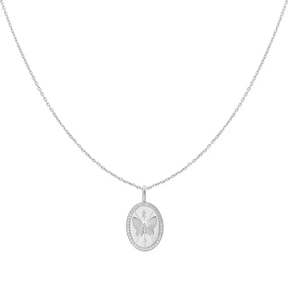 GM220W Zircon Heart Necklace In Platinum Plated Silver