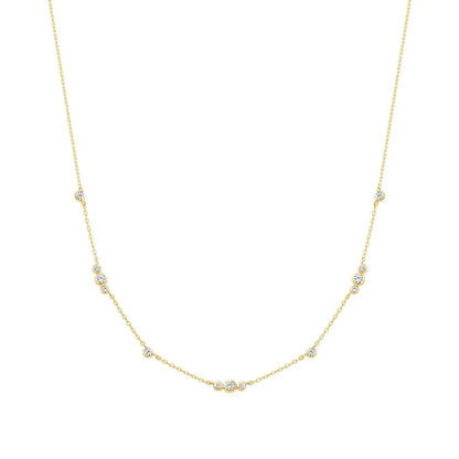 GM220W Zircon Heart Necklace In Platinum Plated Silver