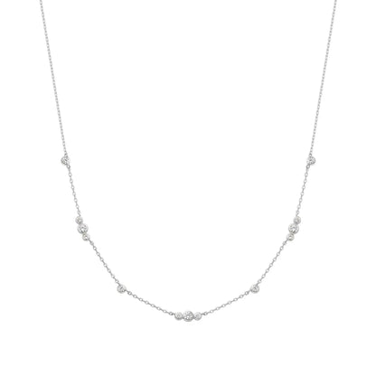 GM220W Zircon Heart Necklace In Platinum Plated Silver