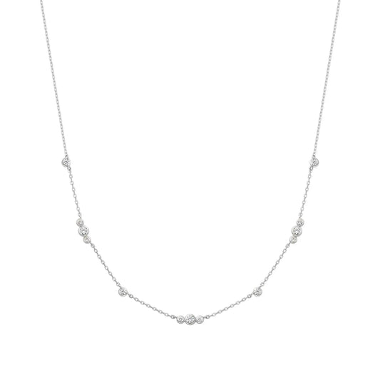 GM220W Zircon Heart Necklace In Platinum Plated Silver