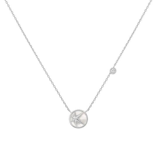 GM220W Zircon Heart Necklace In Platinum Plated Silver