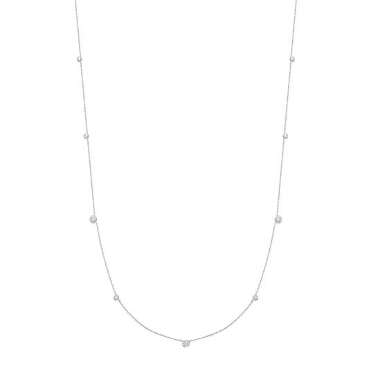 GM220W Zircon Heart Necklace In Platinum Plated Silver
