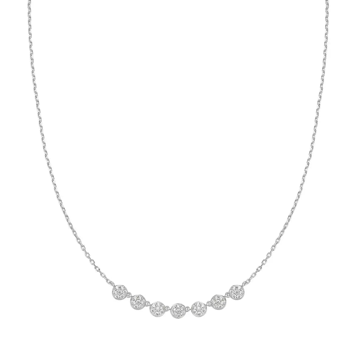 GM220W Zircon Heart Necklace In Platinum Plated Silver
