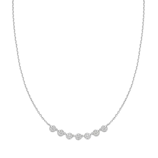 GM220W Zircon Heart Necklace In Platinum Plated Silver