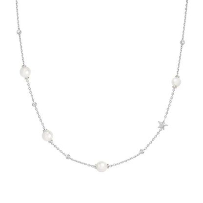 Ania Haie N065-09H Κολιέ Pearl and Star Station Από Επιπλατινωμένο Ασήμι
