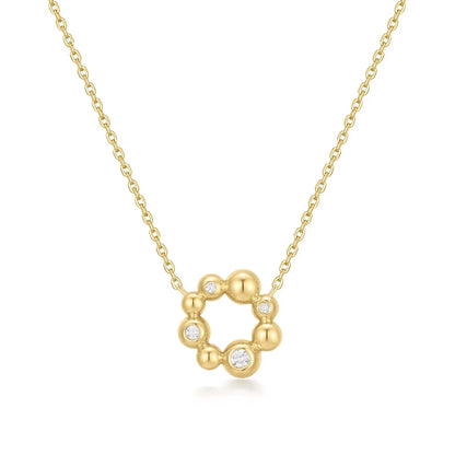 GM220W Zircon Heart Necklace In Platinum Plated Silver