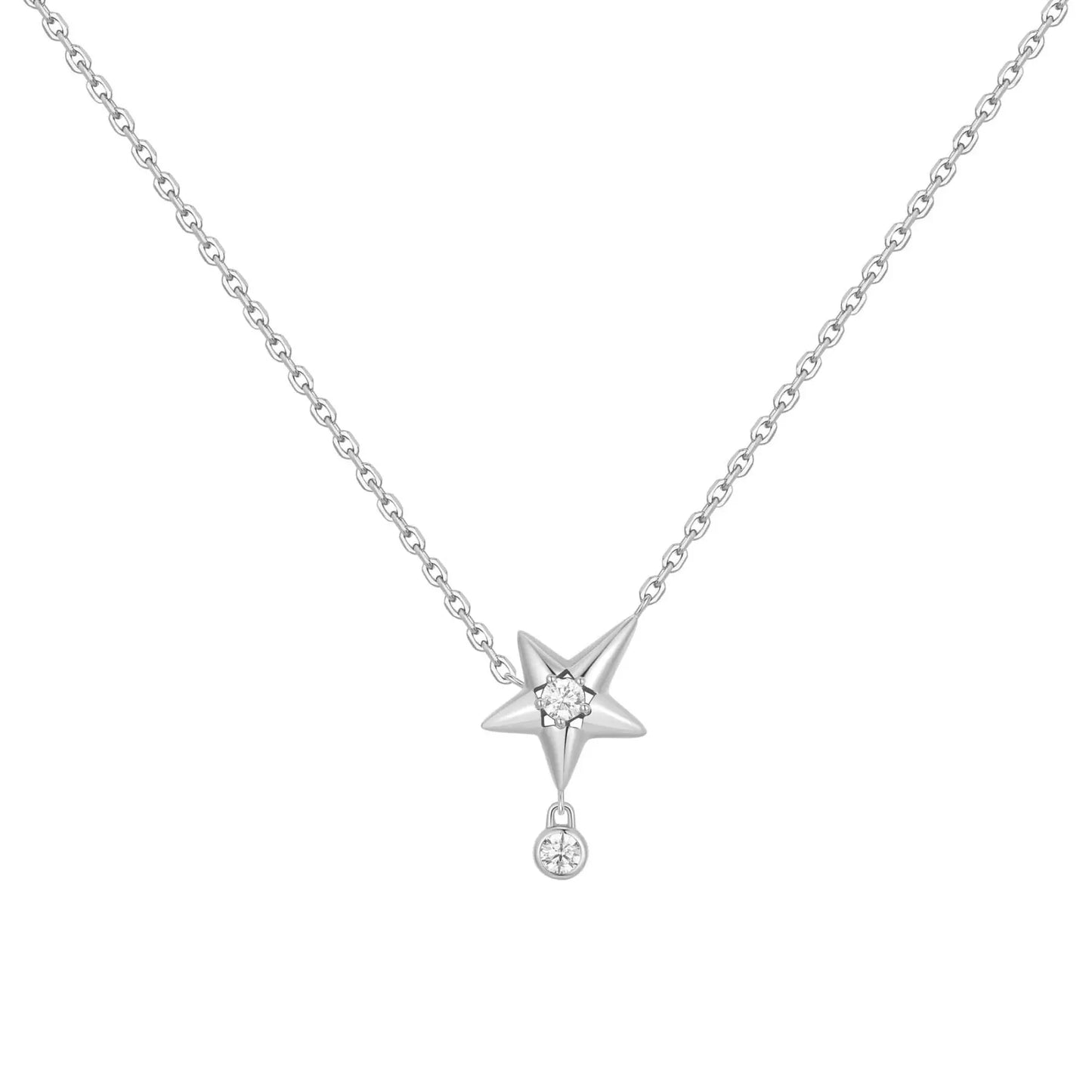 GM220W Zircon Heart Necklace In Platinum Plated Silver