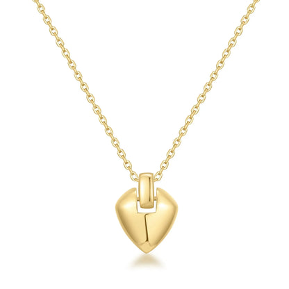 GM220W Zircon Heart Necklace In Platinum Plated Silver