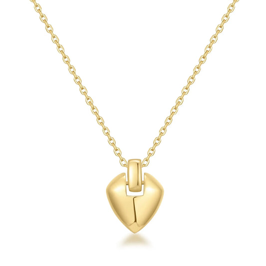 GM220W Zircon Heart Necklace In Platinum Plated Silver