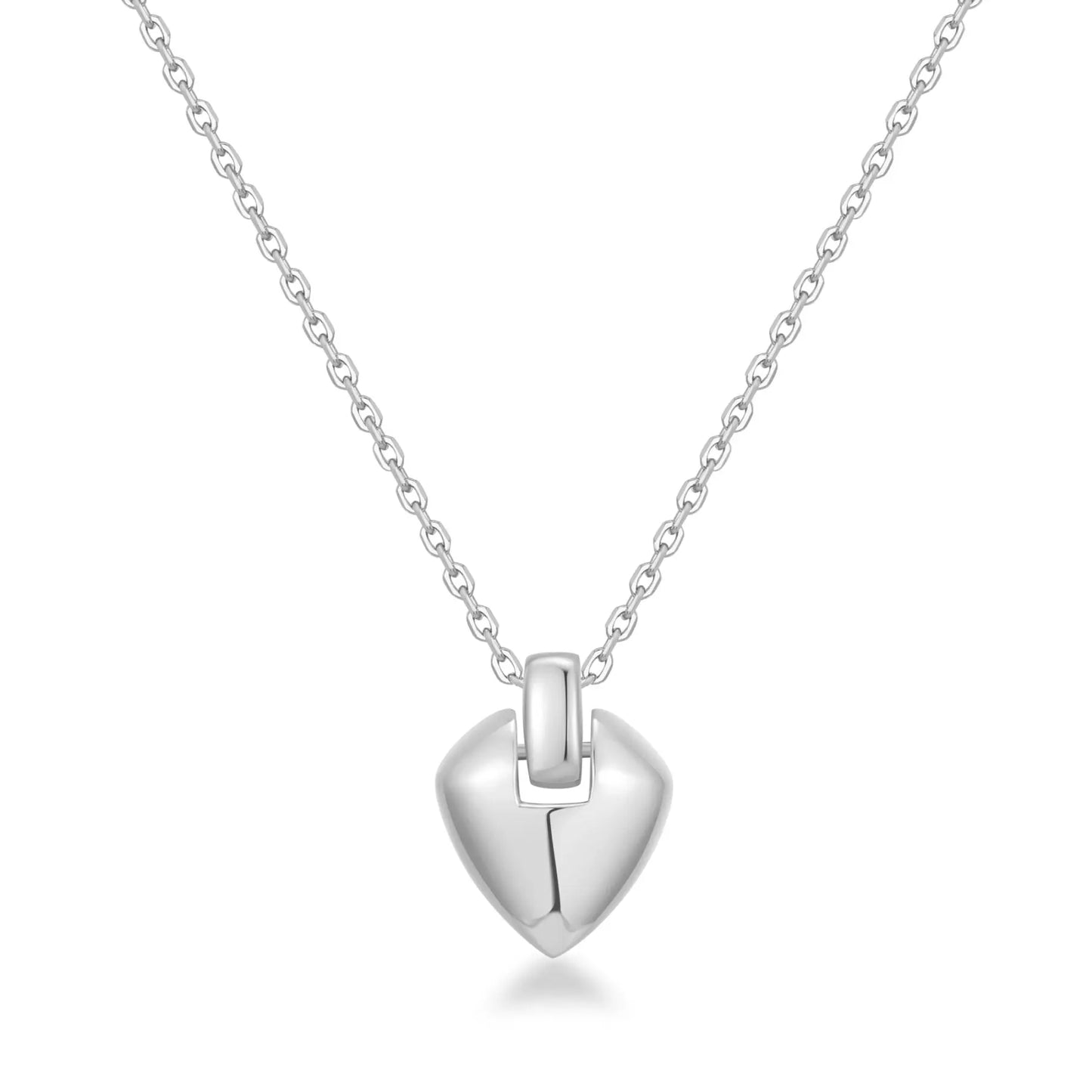 GM220W Zircon Heart Necklace In Platinum Plated Silver