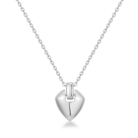 GM220W Zircon Heart Necklace In Platinum Plated Silver