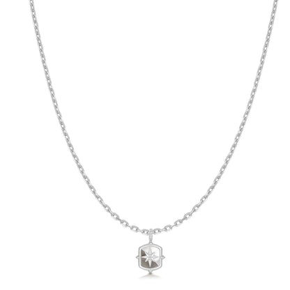 GM220W Zircon Heart Necklace In Platinum Plated Silver
