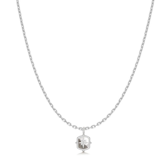 GM220W Zircon Heart Necklace In Platinum Plated Silver