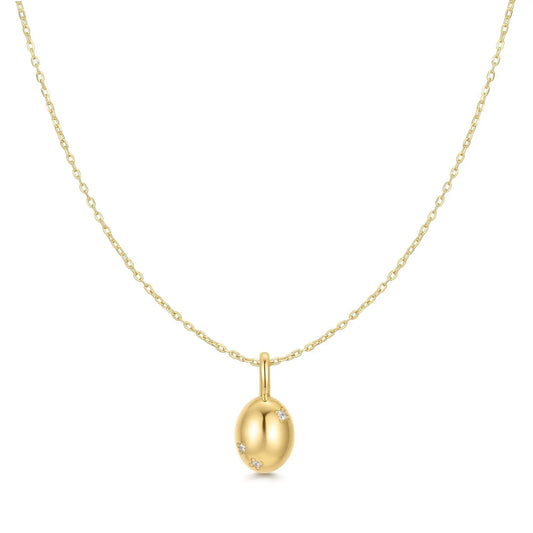GM220W Zircon Heart Necklace In Platinum Plated Silver