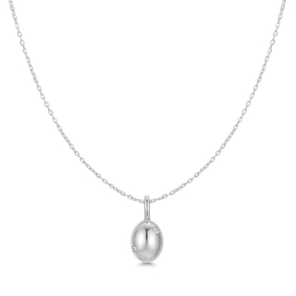 GM220W Zircon Heart Necklace In Platinum Plated Silver