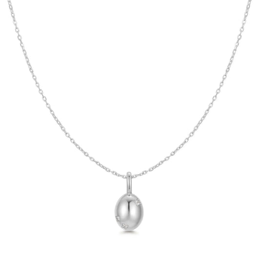 GM220W Zircon Heart Necklace In Platinum Plated Silver