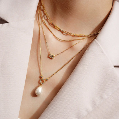 Ania Haie N069-05G Κολιέ Linked Shell Pearl Drop Από Επιχρυσωμένο Ασήμι με Πέρλα