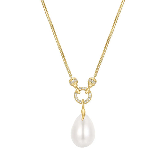 Ania Haie N069-05G Κολιέ Linked Shell Pearl Drop Από Επιχρυσωμένο Ασήμι με Πέρλα