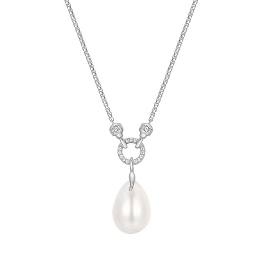 Ania Haie N069-05H Κολιέ Linked Shell Pearl Drop Από Επιπλατινωμένο Ασήμι με Πέρλα
