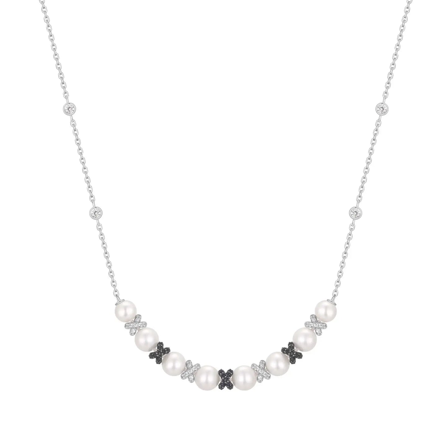 Ania Haie N069-06T Κολιέ Sparkling Shell Pearl Από Επιπλατινωμένο Ασήμι με Πέρλες