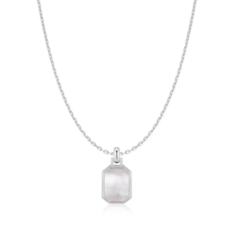 GM220W Zircon Heart Necklace In Platinum Plated Silver