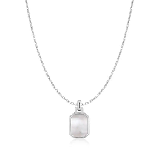 GM220W Zircon Heart Necklace In Platinum Plated Silver