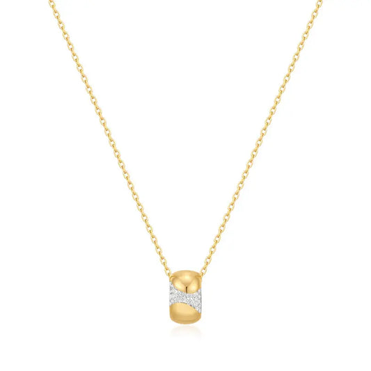 GM220W Zircon Heart Necklace In Platinum Plated Silver