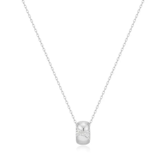 GM220W Zircon Heart Necklace In Platinum Plated Silver