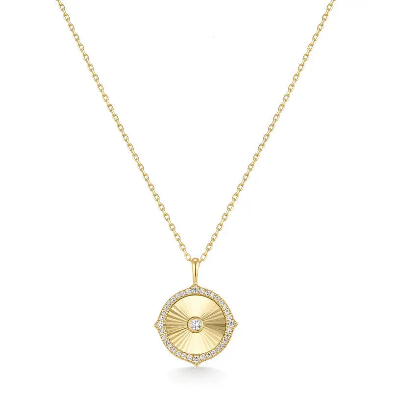 GM220W Zircon Heart Necklace In Platinum Plated Silver