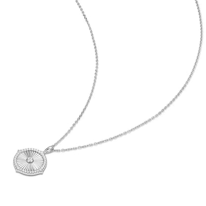 GM220W Zircon Heart Necklace In Platinum Plated Silver