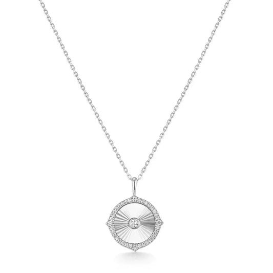 GM220W Zircon Heart Necklace In Platinum Plated Silver