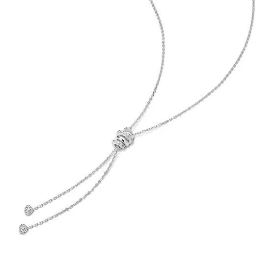 GM220W Zircon Heart Necklace In Platinum Plated Silver