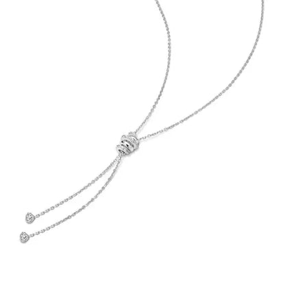 GM220W Zircon Heart Necklace In Platinum Plated Silver