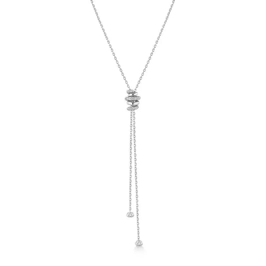 GM220W Zircon Heart Necklace In Platinum Plated Silver