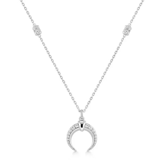 GM220W Zircon Heart Necklace In Platinum Plated Silver