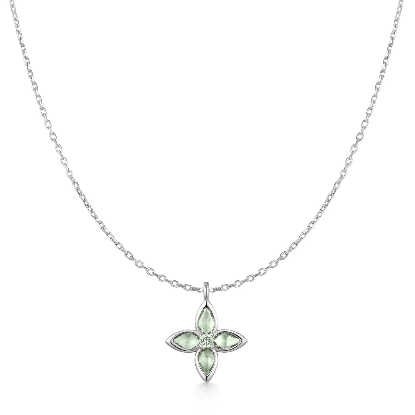 Ania Haie N073-03H Κολιέ Mint Green Lucky Clover Από Επιπλατινωμένο Ασήμι