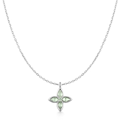 Ania Haie N073-03H Κολιέ Mint Green Lucky Clover Από Επιπλατινωμένο Ασήμι