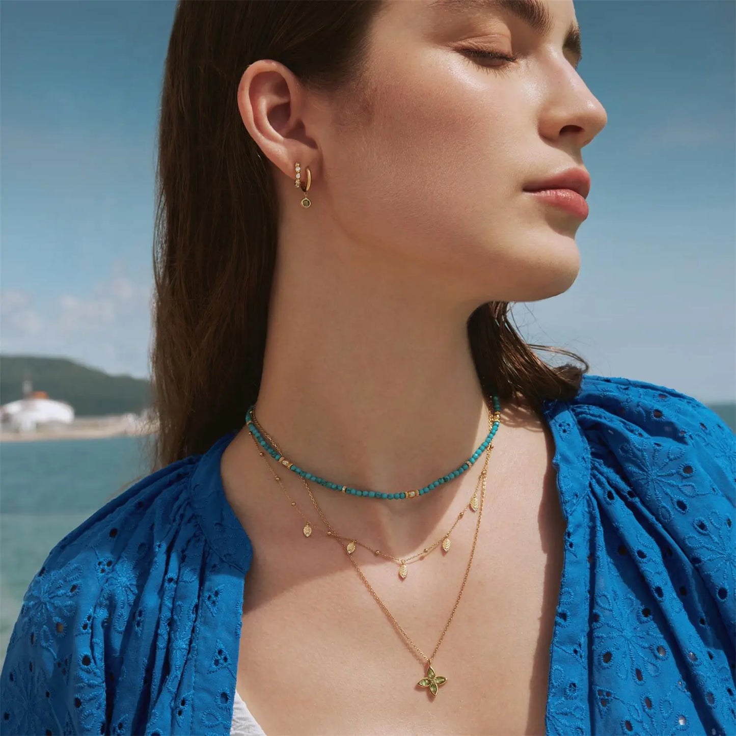GM220W Zircon Heart Necklace In Platinum Plated Silver