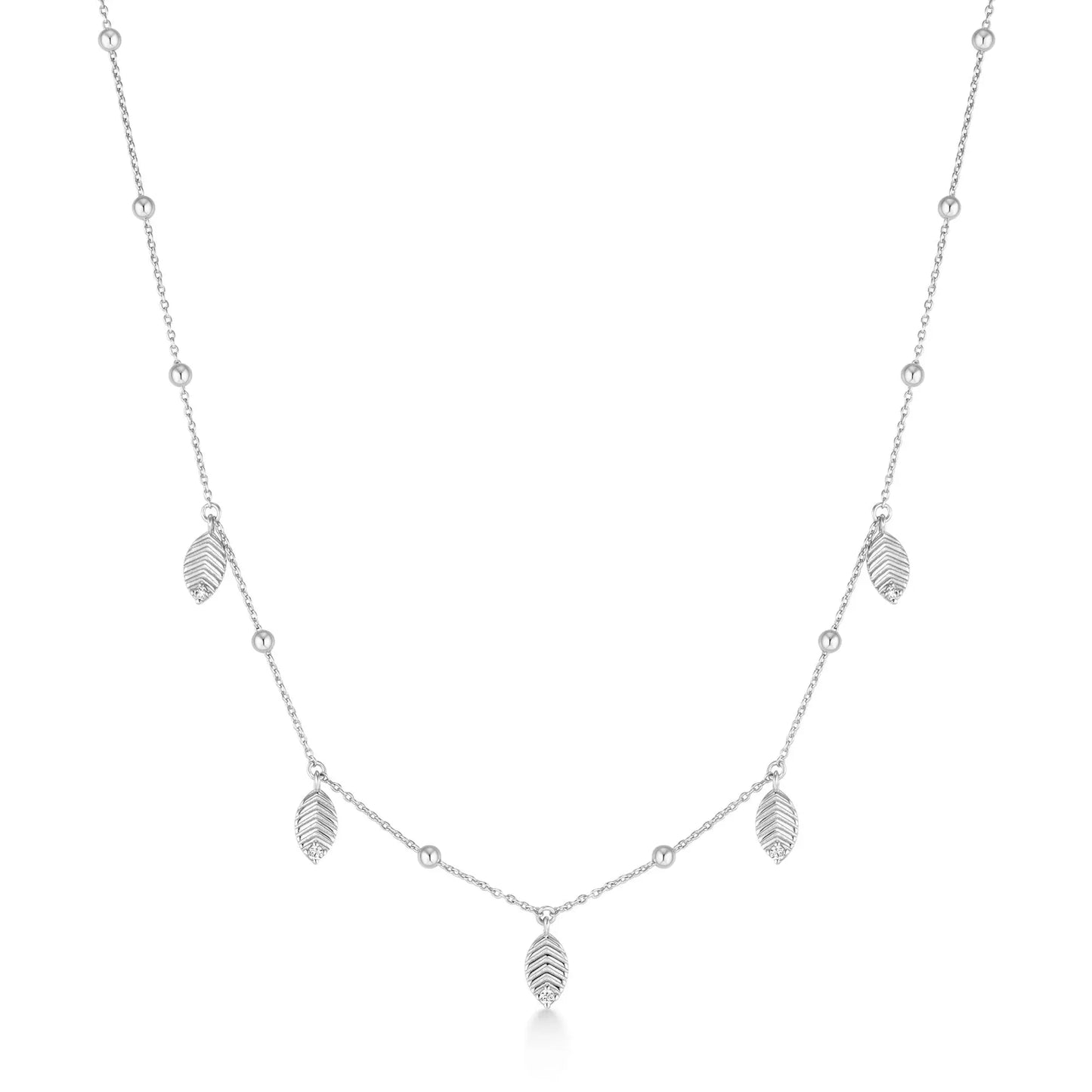 GM220W Zircon Heart Necklace In Platinum Plated Silver