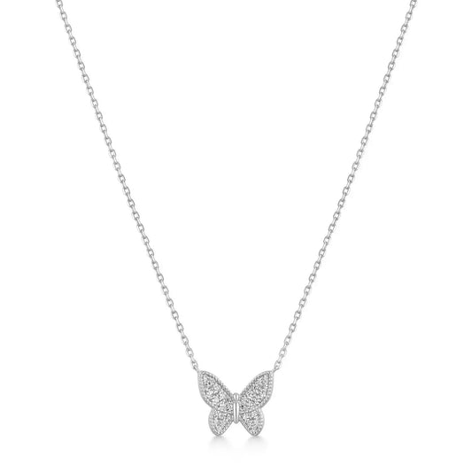 GM220W Zircon Heart Necklace In Platinum Plated Silver