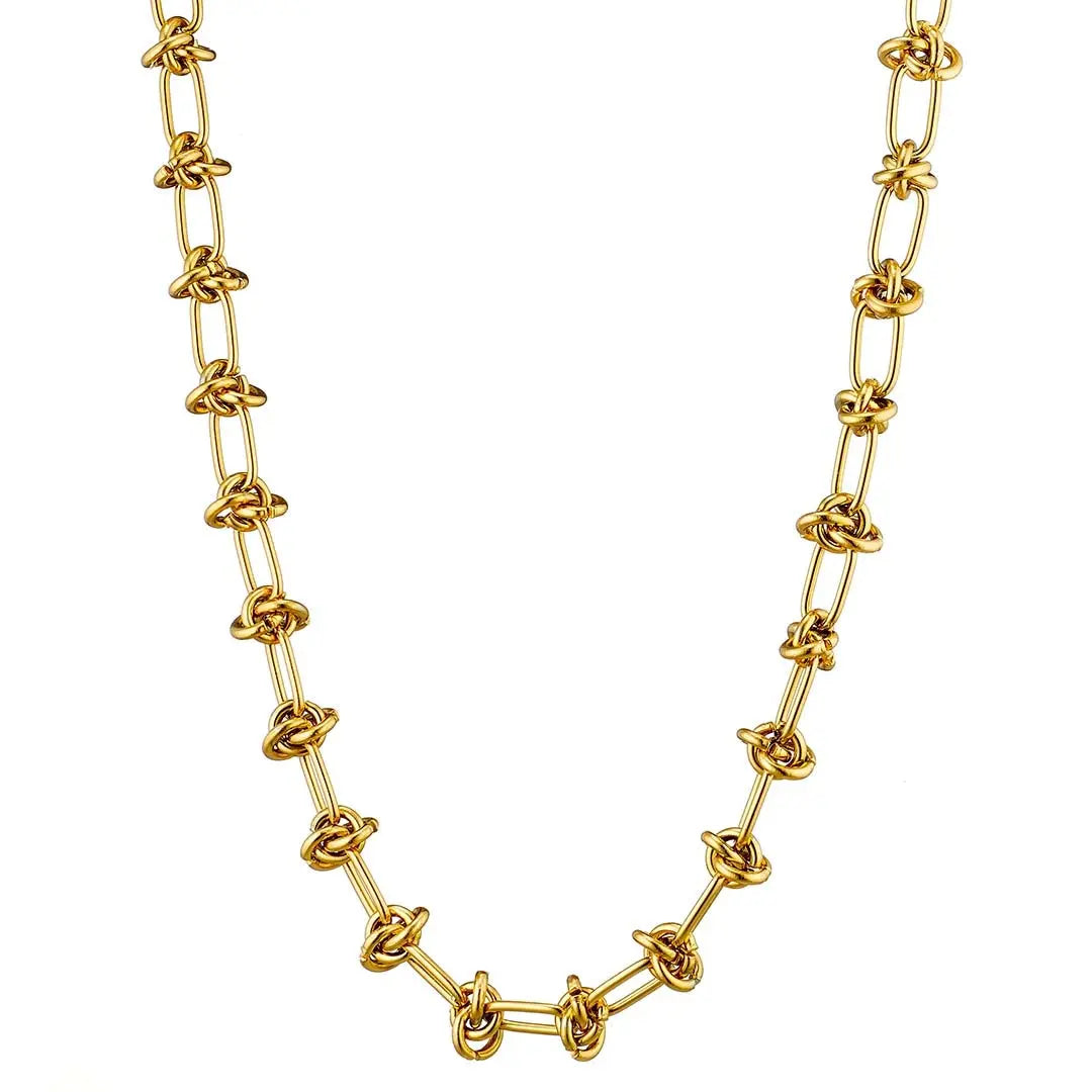 N07139G Gold Plated Steel Necklace with Green Zircon