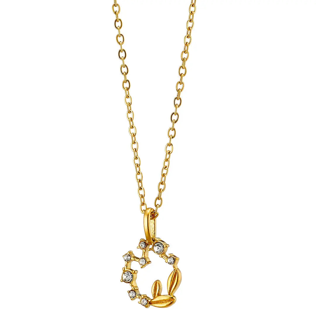 N07139G Gold Plated Steel Necklace with Green Zircon